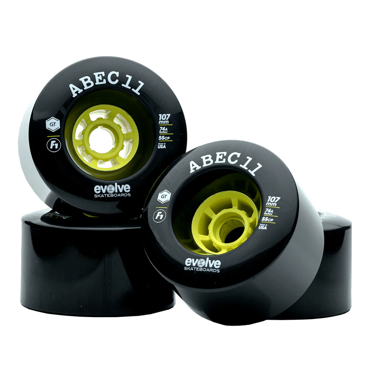 Evolve F1 Street Wheels Black (107mm, 74a)